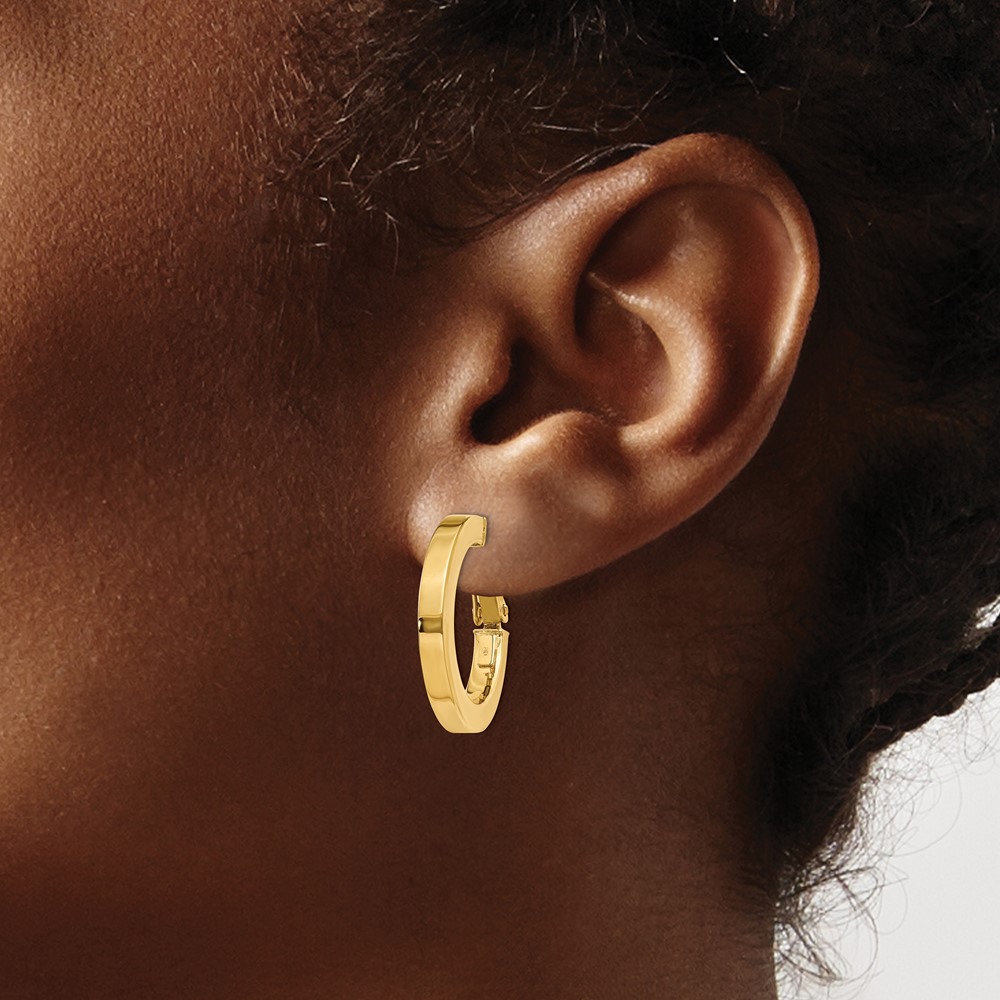 14k 3mm Square Tube Round Hoop Earrings (PRE740)