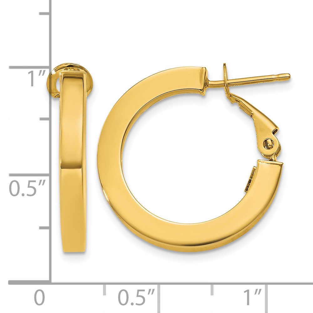 14k 3mm Square Tube Round Hoop Earrings (PRE740)