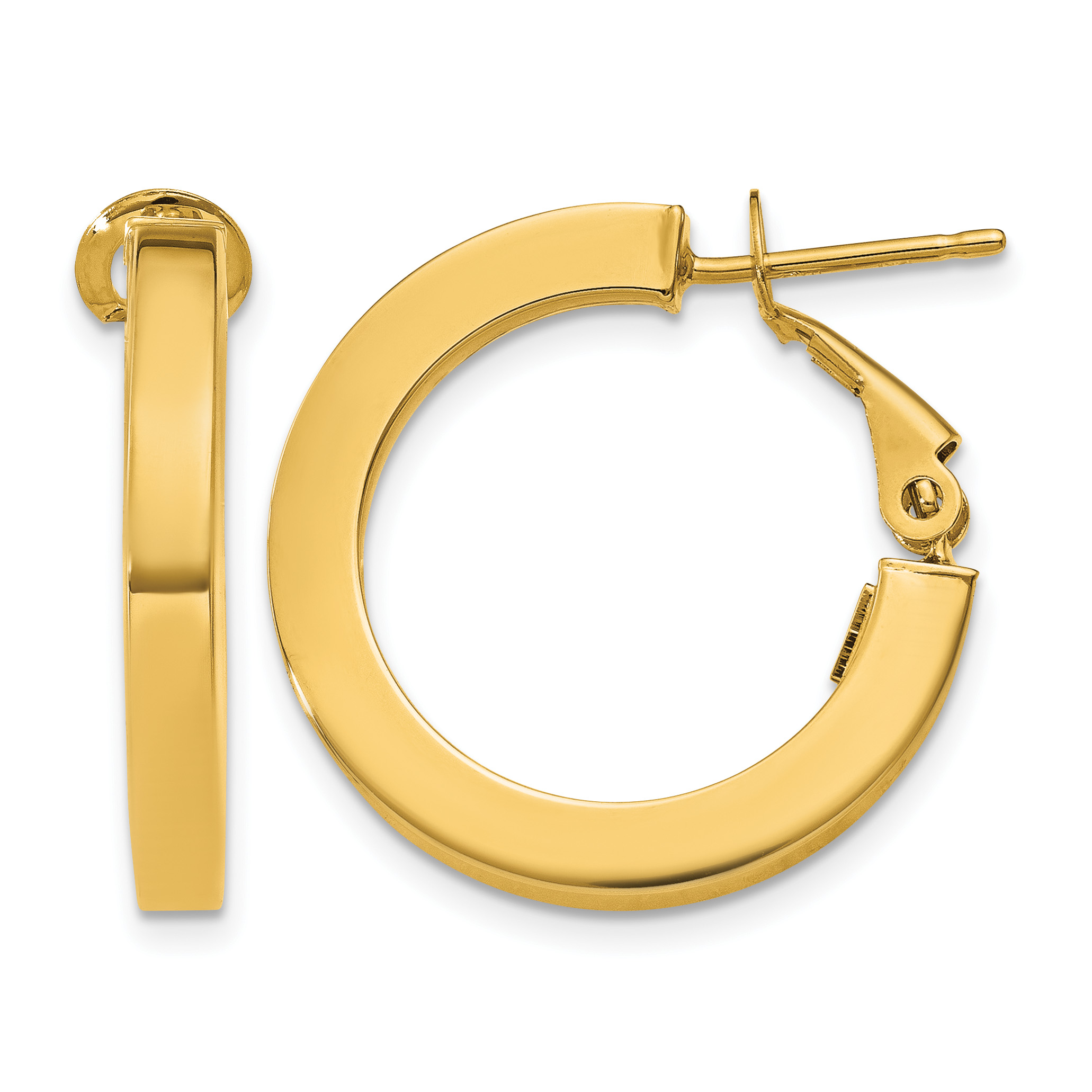 14k 3mm Square Tube Round Hoop Earrings (PRE740)