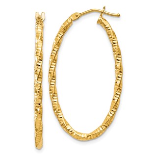 2mm Gold Twisted Diamond-cut Hoop Earrings