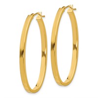 14K Yellow Gold 3x 42mm Polished Oval Tube Hoop Earrings view 2