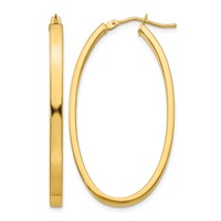 14K Yellow Gold 3x 42mm Polished Oval Tube Hoop Earrings view 1