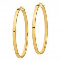14K Yellow Gold 3x 55mm Polished Large Oval Tube Hoop Earrings view 2