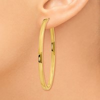 14K Yellow Gold 3x 55mm Polished Large Oval Tube Hoop Earrings view 3