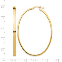 14K Yellow Gold 3x 55mm Polished Large Oval Tube Hoop Earrings view 4