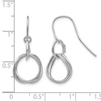 14K White Gold Small Twisted Circle Dangle French Hook Earrings view 4
