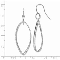 14K White Gold Textured Twisted Dangle French Hook Earrings view 2