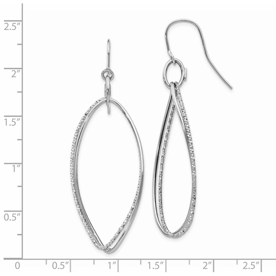14K White Gold Textured Twisted Dangle French Hook Earrings
