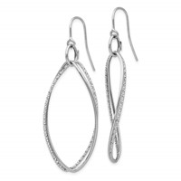 14K White Gold Textured Twisted Dangle French Hook Earrings view 3