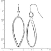 14K White Gold Textured Twisted Dangle French Hook Earrings view 5