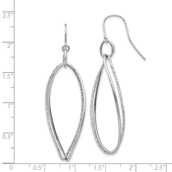 14K White Gold Textured Twisted Dangle French Hook Earrings
