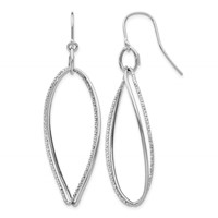 14K White Gold Textured Twisted Dangle French Hook Earrings view 1