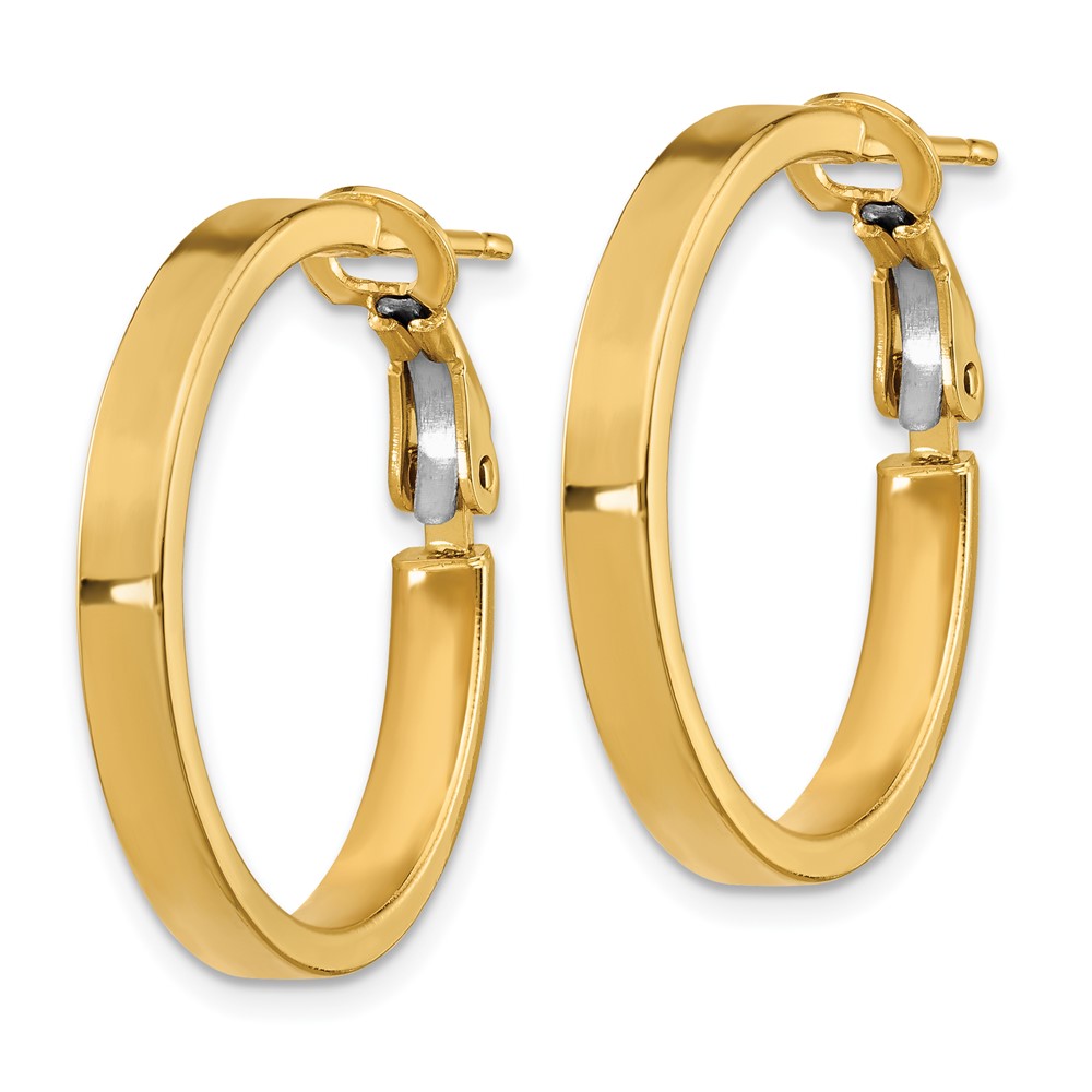 14k 3x20mm Polished Square Tube Round Hoop Earrings (PRE932)