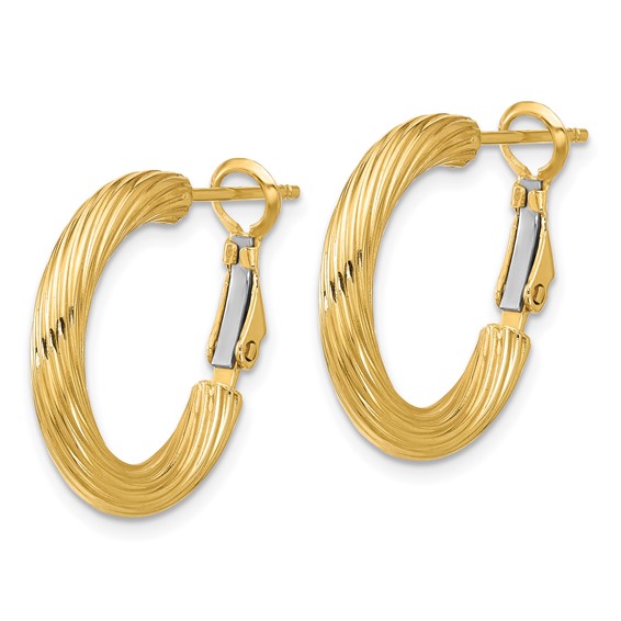 Gold Twisted Omega Back Hoop Earrings