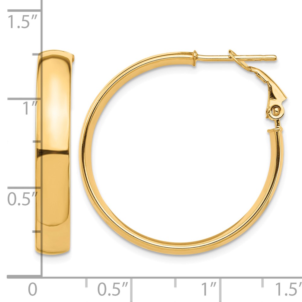 14k High Polished 5mm Omega Back Hoop Earrings (PRE955)
