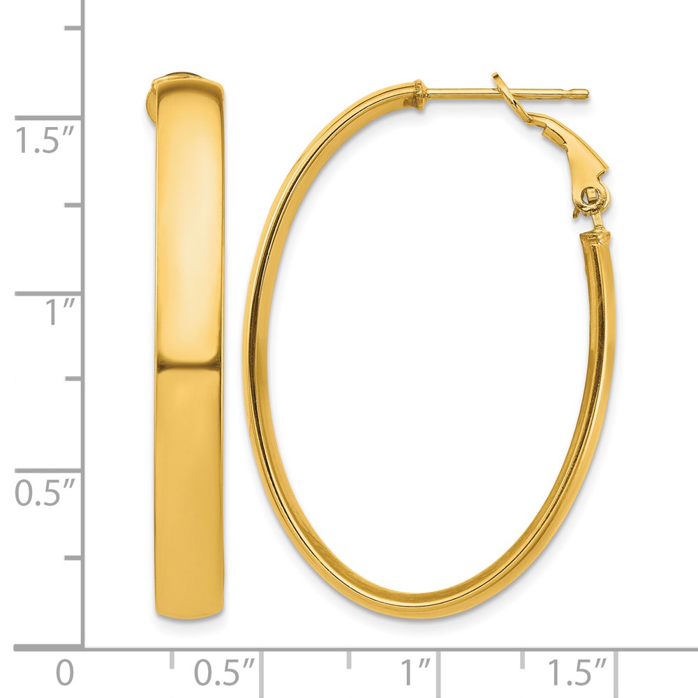 14k High Polished 5mm Omega Back Oval Hoop Earrings (PRE959)
