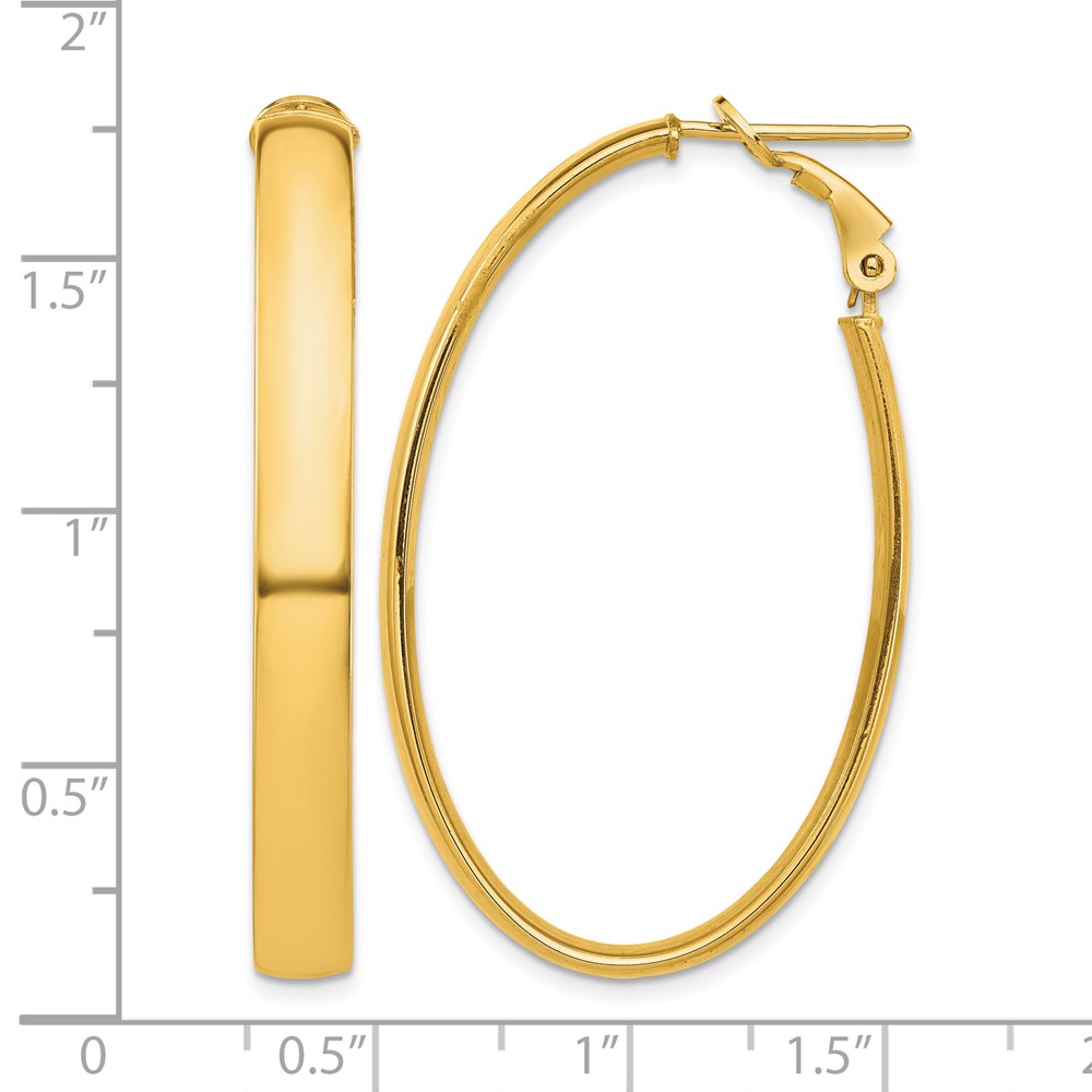 14k High Polished 5mm Oval Omega Back Hoop Earrings (PRE960)