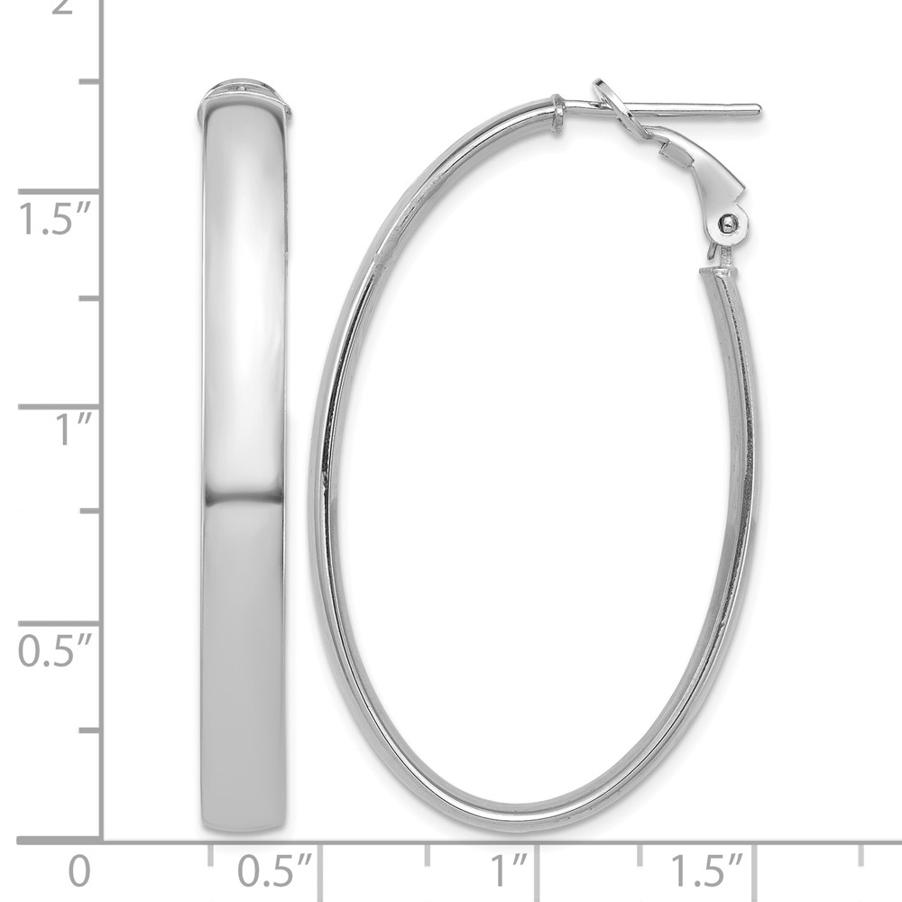 14k White Gold High Polished 5mm Omega Back Oval Hoop Earrings (PRE960W)