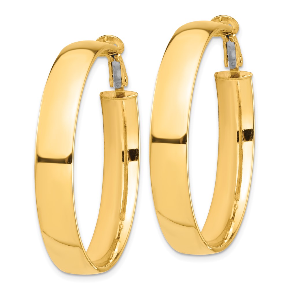 14k High Polished 7mm Omega Back Hoop Earrings (PRE964)