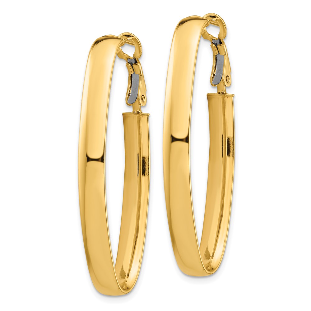 14k High Polished 5mm Omega Back Oval Hoop Earrings (PRE975)