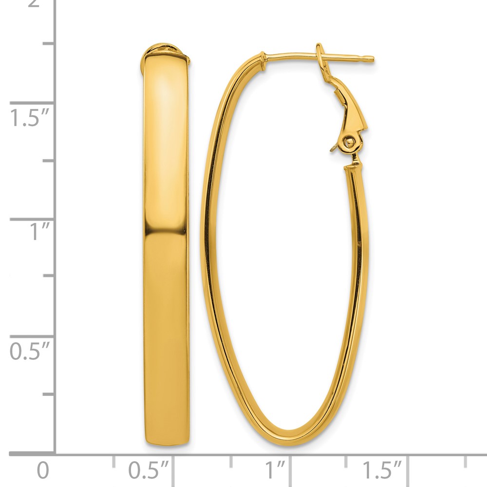 14k High Polished 5mm Omega Back Oval Hoop Earrings (PRE975)