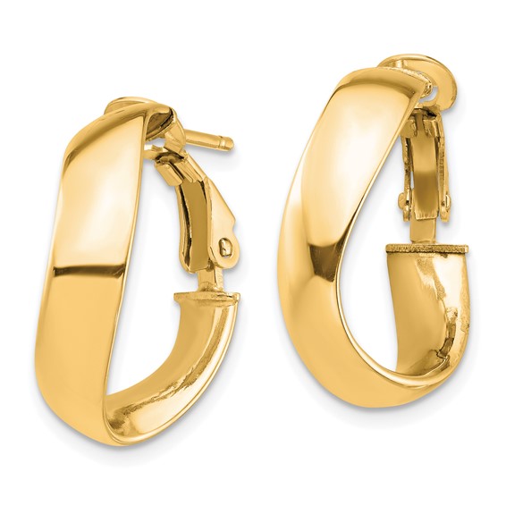 5mm Gold Twisted Circle Omega Back Hoop Earrings