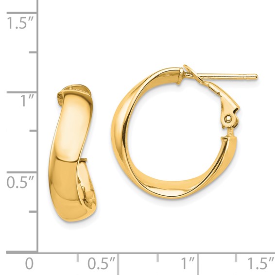 5mm Gold Twisted Circle Omega Back Hoop Earrings