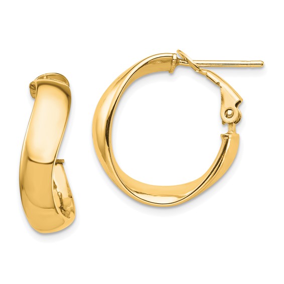 5mm Gold Twisted Circle Omega Back Hoop Earrings