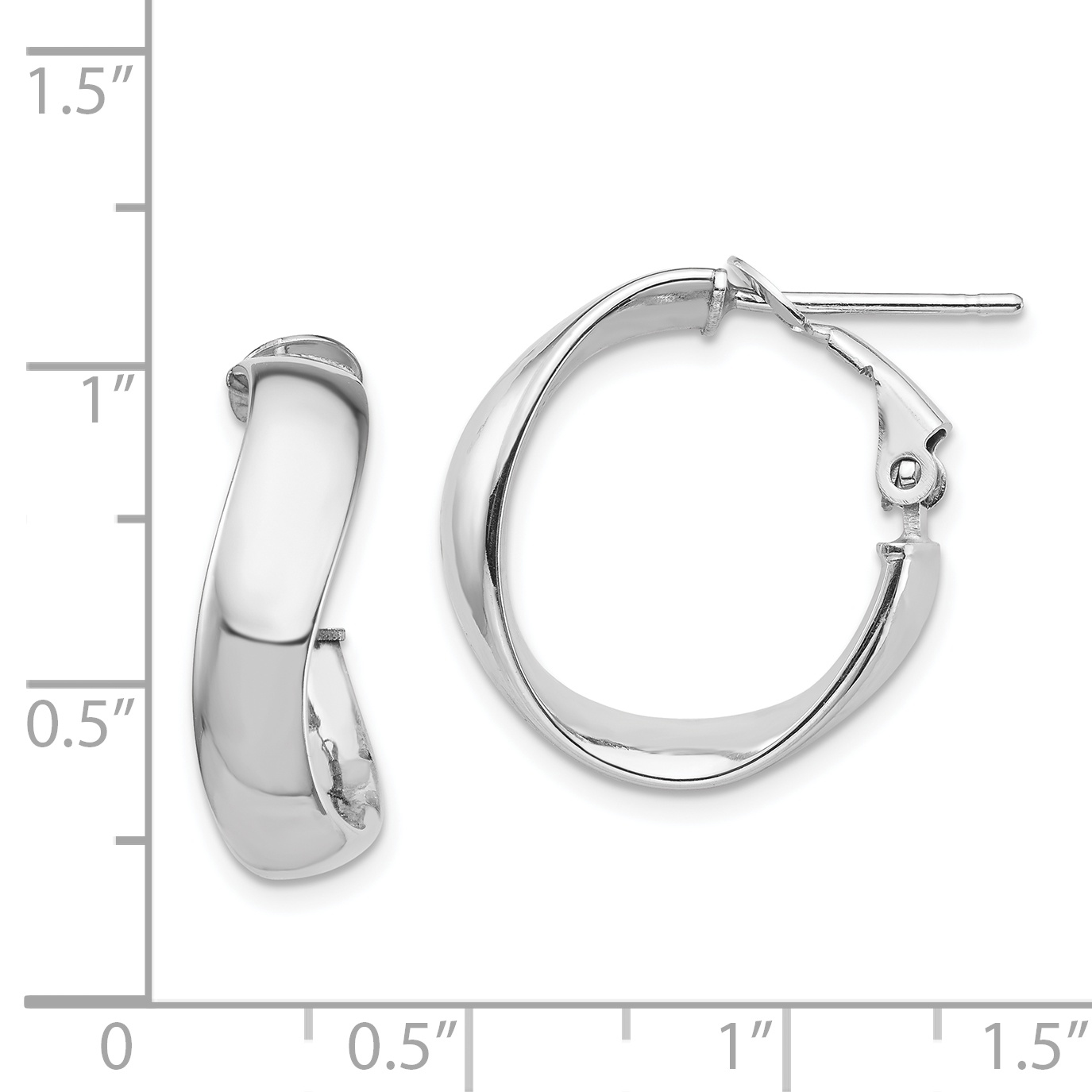 14k Gold High Polished 5mm Wavy Omega Back Hoop Earrings PRE982W - Picture 4 of 4