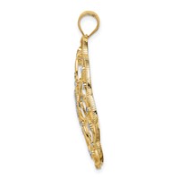14K and White Rhodium Diamond-cut Spiral Circle Pendant view 2