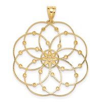 14K and White Rhodium Diamond-cut Spiral Circle Pendant view 4