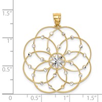 14K and White Rhodium Diamond-cut Spiral Circle Pendant view 3