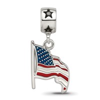 S S Flag Waving 0.62 Enameled on Star Bead Bail view 3