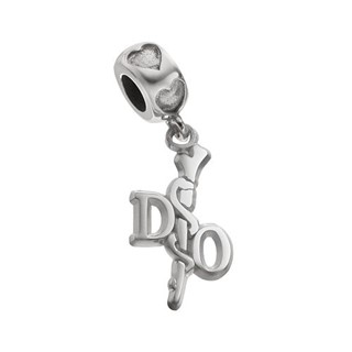 S/S OSTEOPATHIC DOC CADUCEUS ON HEART BEAD BAIL