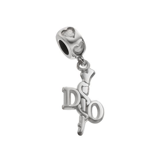 S/S OSTEOPATHIC DOC CADUCEUS ON HEART BEAD BAIL