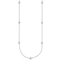 Herco Platinum Polished Bezel Set 7 Lab Grown Diamond Station Necklace, 16" view 2