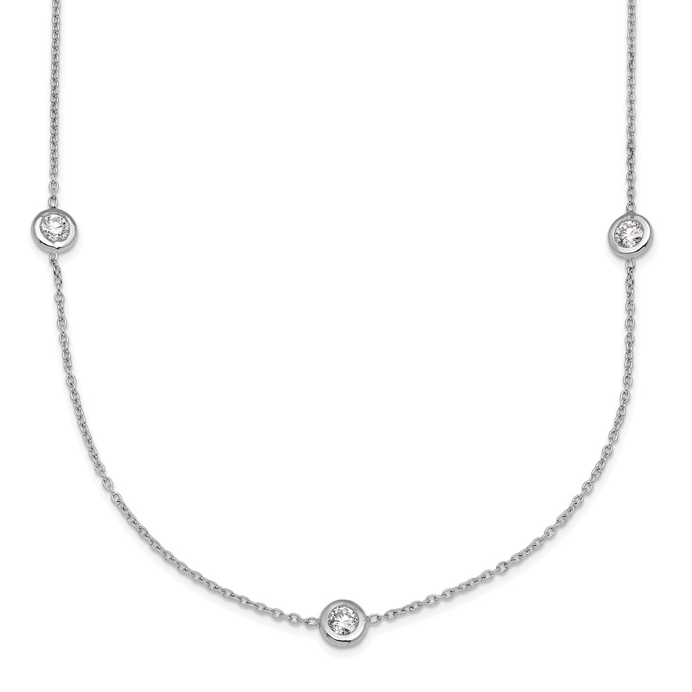 Herco Platinum Polished Bezel Set 7 Lab Grown Diamond Station Necklace, 16"
