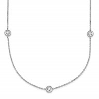 Herco Platinum Polished Bezel Set 7 Lab Grown Diamond Station Necklace, 16" view 1