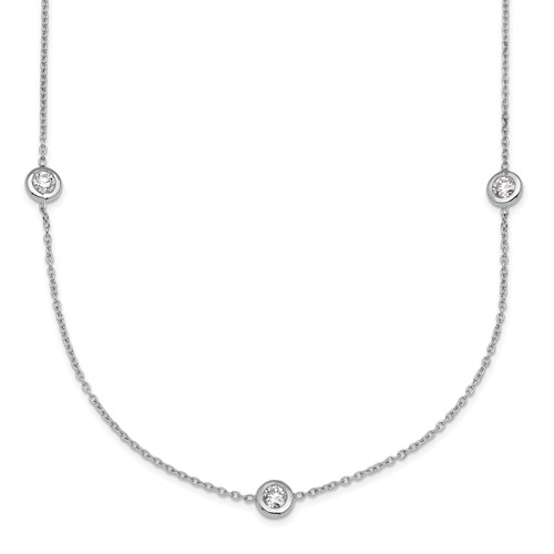 Herco Platinum Polished Bezel Set 9 Lab Grown Diamond Station Necklace, 20"