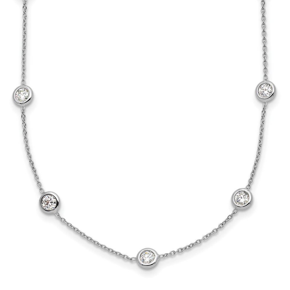 Herco Platinum Polished Bezel Set 14 Lab Grown Diamond Station Necklace, 16"