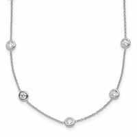 Herco Platinum Polished Bezel Set 14 Lab Grown Diamond Station Necklace, 16" view 1