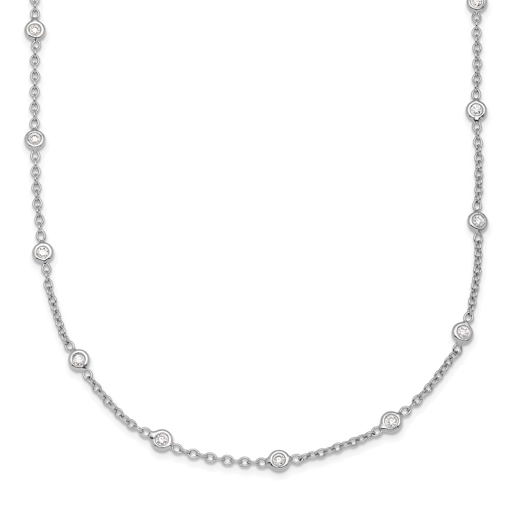 Herco Platinum Polished Bezel Set 34 Lab Grown Diamond Station Necklace, 20"
