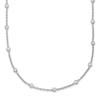 Herco Platinum Polished Bezel Set 34 Lab Grown Diamond Station Necklace, 20" view 1