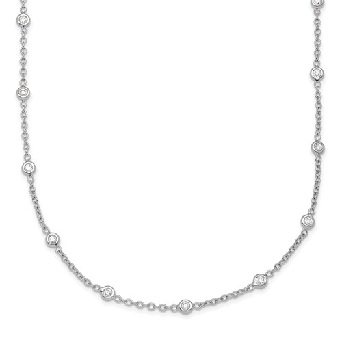 Herco Platinum Polished Bezel Set 28 Lab Grown Diamond Station Necklace, 16"