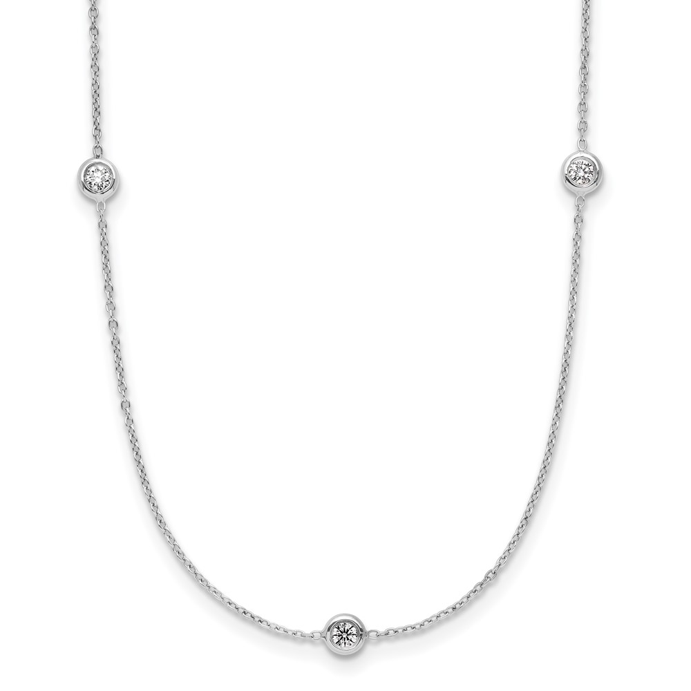 Herco Platinum Polished Bezel Set 7 Lab Grown Diamond Station Necklace, 18"