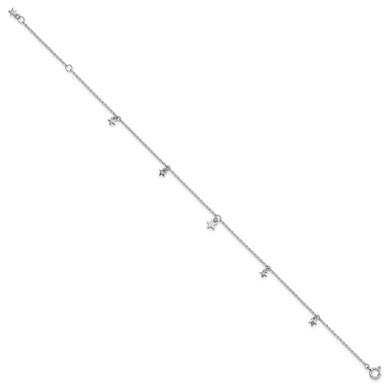 Herco Platinum Polished 5 Star Station 7 Inch with 1 Inch Extension Bracelet