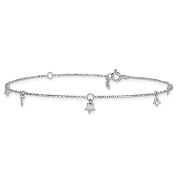 Herco Platinum Polished 5 Star Station 7 Inch with 1 Inch Extension Bracelet