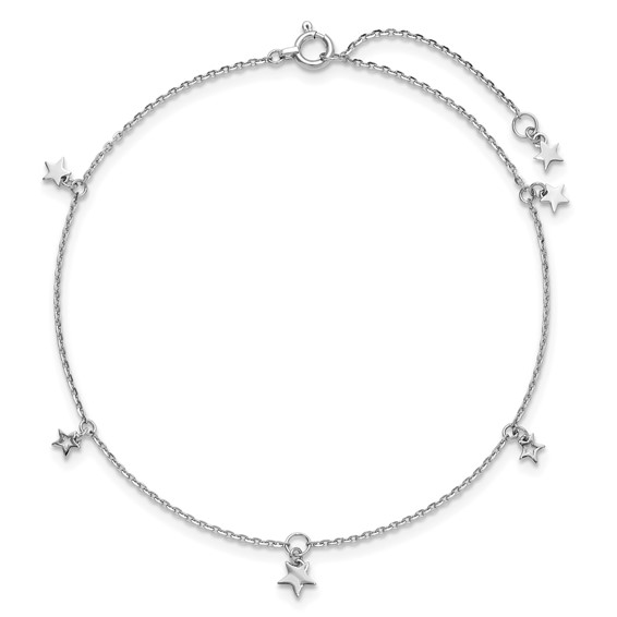 Herco Platinum Polished 5 Star Station 7 Inch with 1 Inch Extension Bracelet