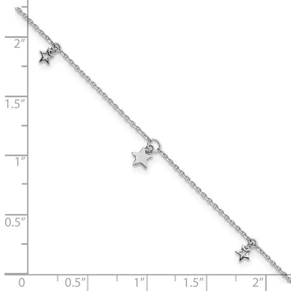 Herco Platinum Polished 5 Star Station 7 Inch with 1 Inch Extension Bracelet