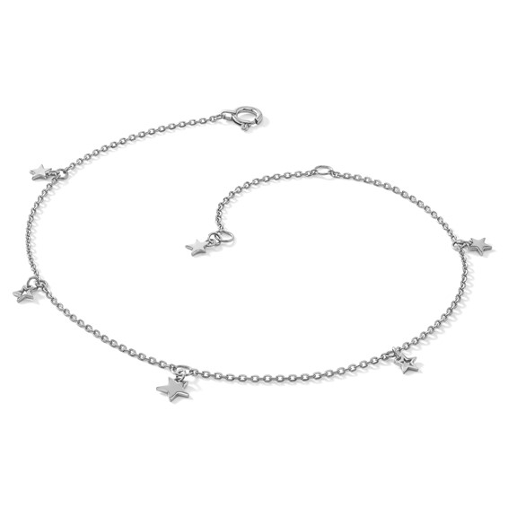 Herco Platinum Polished 5 Star Station 7 Inch with 1 Inch Extension Bracelet